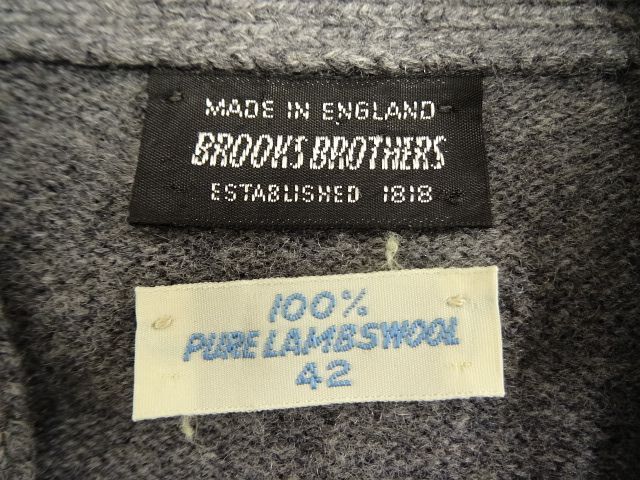 画像: 70'S BROOKS BROTHERS 黒タグ レザーエルボーパッチ付き カーディガン イングランド製 (VINTAGE)