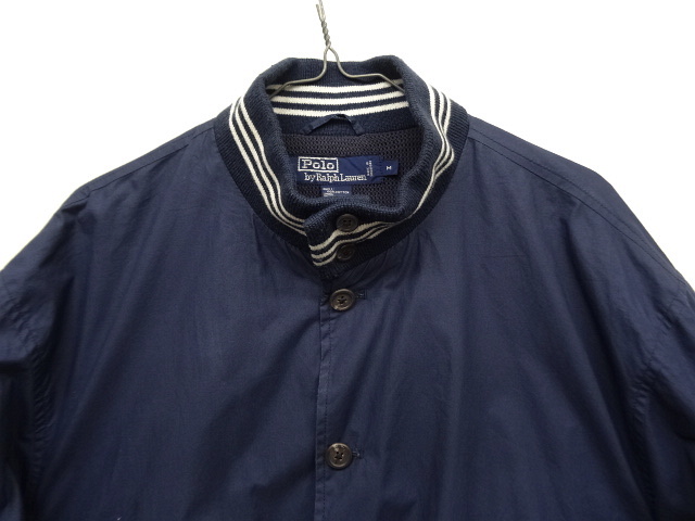 画像: 90'S RALPH LAUREN ライン入りリブ ドリズラージャケット NAVY (VINTAGE)