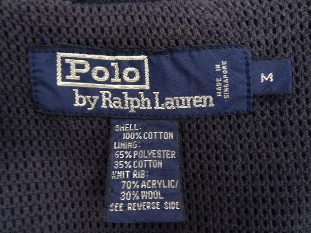 画像: 90'S RALPH LAUREN ライン入りリブ ドリズラージャケット NAVY (VINTAGE)