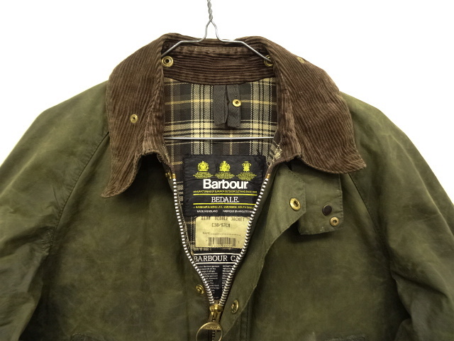 画像: 90'S BARBOUR 3クレスト 旧タグ "BEDALE" オイルドジャケット OLIVE イングランド製 (VINTAGE)