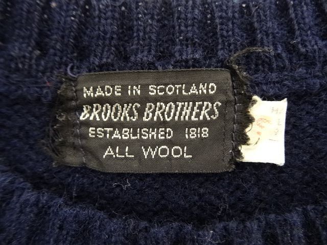 画像: 70'S BROOKS BROTHERS 黒タグ クルーネック ニット NAVY スコットランド製 (VINTAGE)