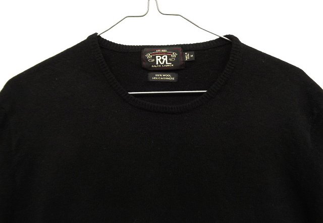 画像: RRL クルーネック カシミア混 ウールニット BLACK (USED)