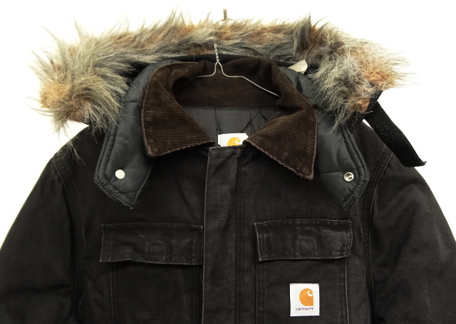 画像: 80'S CARHARTT フード付き 裏地キルティング ダックジャケット BLACK USA製 (VINTAGE)