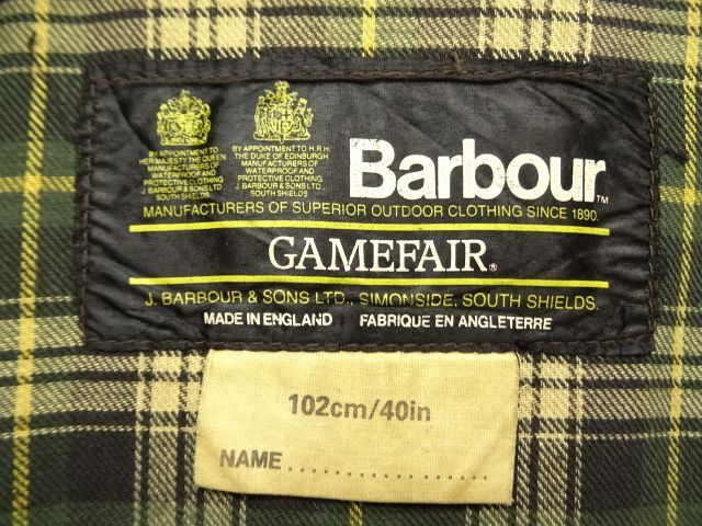 画像: 80'S BARBOUR 2クレスト "GAMEFAIR" オイルドジャケット OLIVE イングランド製 (VINTAGE)