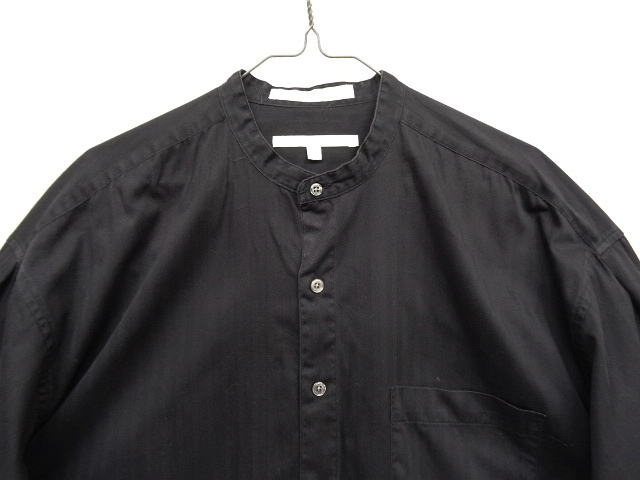 画像: 90'S PERRY ELLIS ヘリンボーンツイル ノーカラーシャツ ブラック USA製 (VINTAGE)