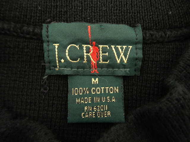 画像: 90'S J.CREW 旧タグ モックネック コットンセーター ブラック USA製 (VINTAGE)