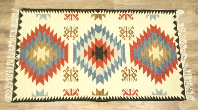 画像: オールド ウール キリム ラグ 160cm x 88cm (VINTAGE)