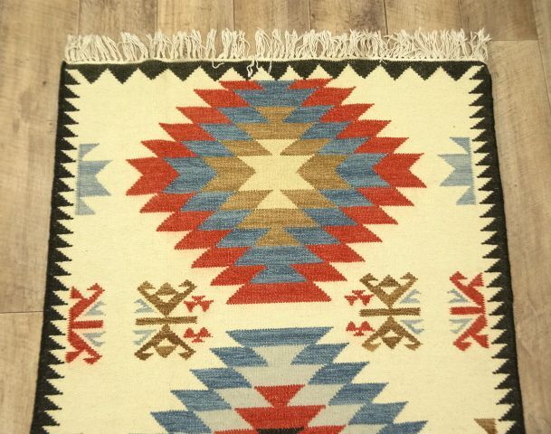 画像: オールド ウール キリム ラグ 160cm x 88cm (VINTAGE)