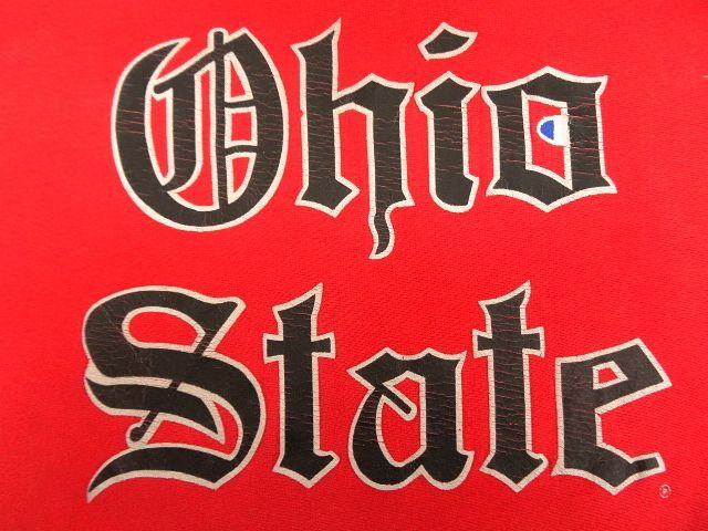 画像: 90'S CHAMPION "OHIO STATE(目あり）" 刺繍タグ リバースウィーブ レッド USA製 (VINTAGE)
