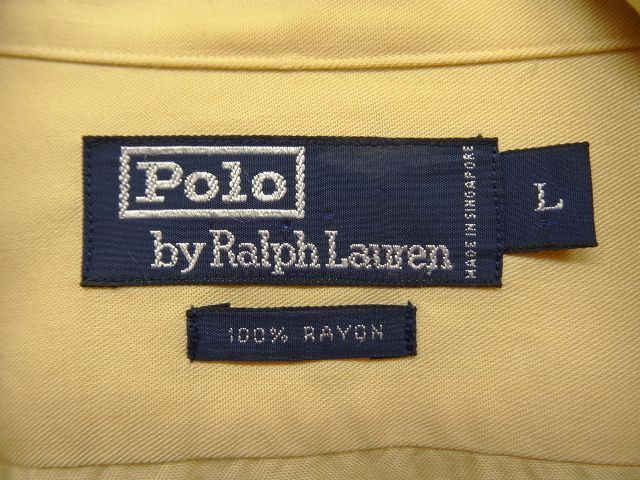 画像: 90'S RALPH LAUREN レーヨン100% 長袖 オープンカラーシャツ ベージュ (VINTAGE)