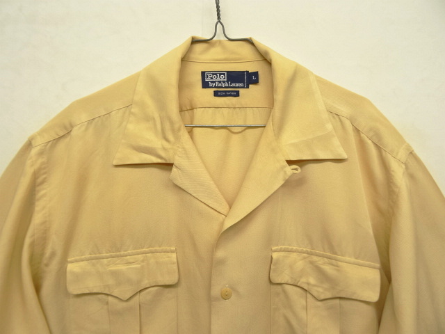 画像: 90'S RALPH LAUREN レーヨン100% 長袖 オープンカラーシャツ ベージュ (VINTAGE)