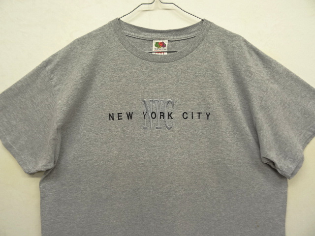 画像: NEW YORK CITY ロゴ刺繍 スーベニア 半袖 Tシャツ グレー (VINTAGE)