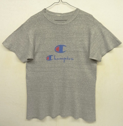 画像1: 80'S CHAMPION トリコタグ 88/12 Tシャツ ロゴプリント 杢グレー USA製 (VINTAGE)