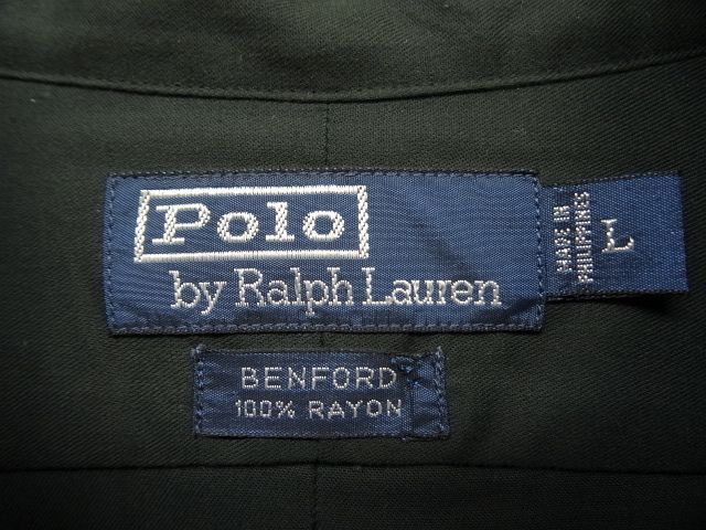 画像: 90'S RALPH LAUREN "BENFORD" レーヨン 長袖シャツ ブラック (DEADSTOCK)