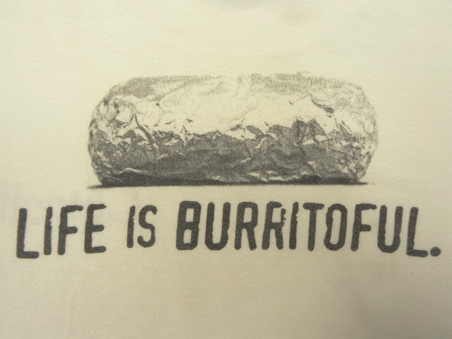 画像: CHIPOTLE "LIFE IS BURRITOFUL" 両面プリント 半袖Tシャツ WHITE (USED)