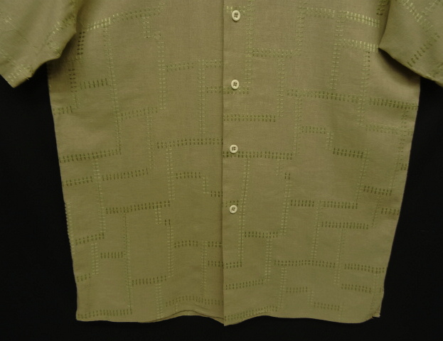 画像: PRONTI リネン 半袖 オープンカラーシャツ ベージュ/カーキステッチ (VINTAGE)