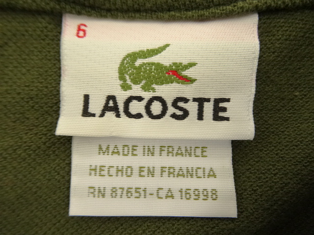 画像: 90'S CHEMISE LACOSTE ポロシャツ オリーブ フランス製 (VINTAGE)