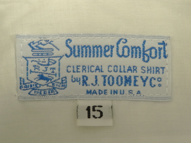 画像: 70'S R.J.TOOMEY CO "CLERICAL COLLAR" フライフロント 半袖シャツ ホワイト USA製 (VINTAGE)