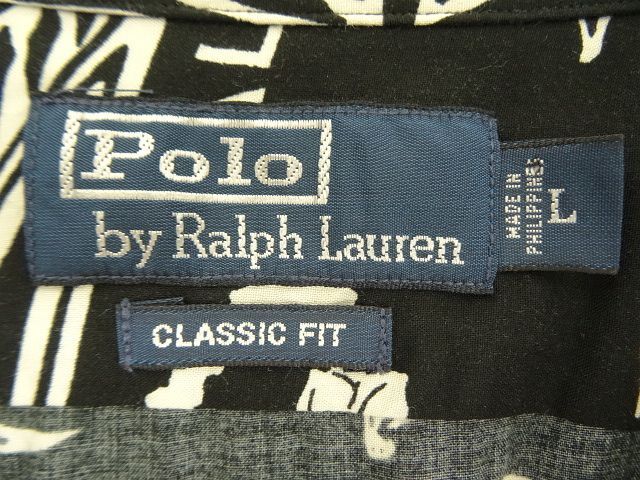 画像: 90'S RALPH LAUREN "CLASSIC FIT" ビスコース 半袖 オープンカラーシャツ ブラックベース/花柄 (VINTAGE)