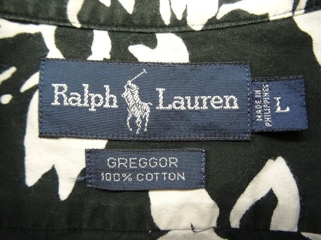 画像: 90'S RALPH LAUREN "GREGGOR" コットン 3点留めボタンダウン 半袖シャツ ブラックベース/花柄 (VINTAGE)