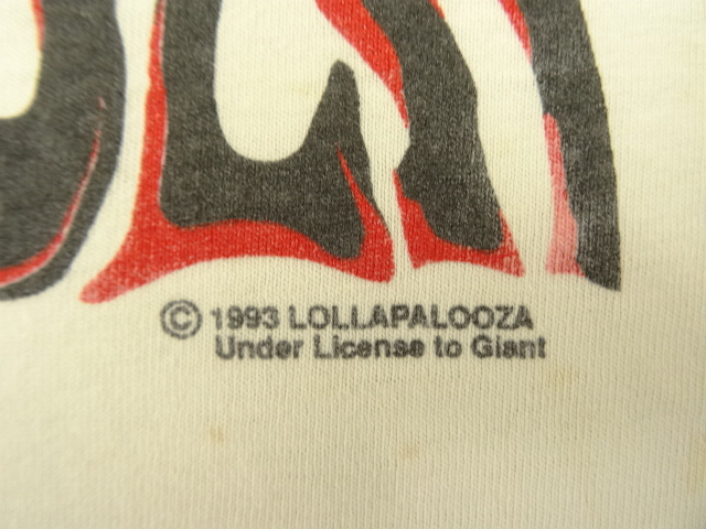 画像: 90'S LOLLAPALOOZA FESTIVAL '93 シングルステッチ 半袖 Tシャツ ホワイト USA製 (VINTAGE)
