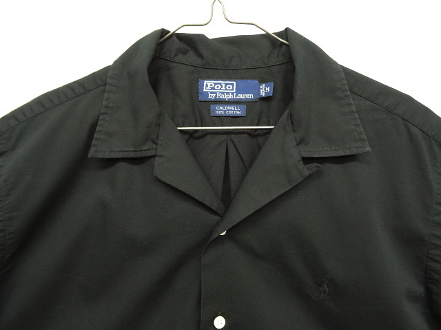 画像: 90'S RALPH LAUREN "CALDWELL" コットン 半袖 オープンカラーシャツ ブラック (VINTAGE)