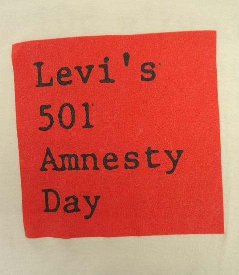 画像: 90'S LEVIS 501 "AMNESTY DAY" シングルステッチ Tシャツ ホワイト USA製 (VINTAGE)