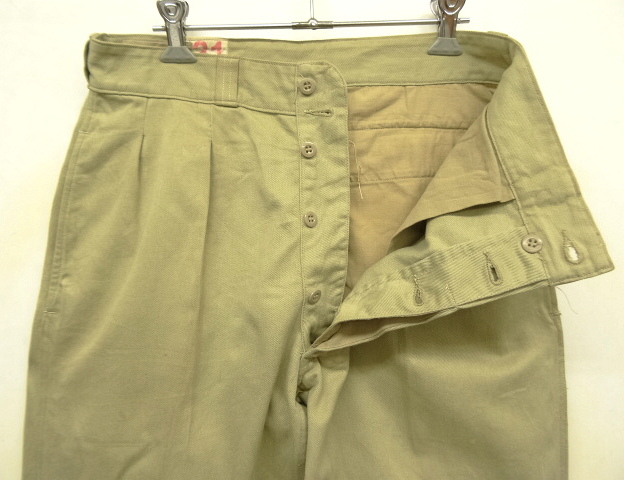 画像: 60'S フランス軍 M52 プリーツ入り チノパンツ BEIGE 21 (VINTAGE)