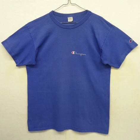 画像1: 80'S CHAMPION トリコタグ ロゴプリント 半袖 Tシャツ ブルー USA製 (VINTAGE)