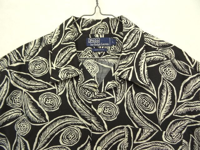 画像: 90'S RALPH LAUREN レーヨン 半袖 オープンカラーシャツ ブラックベース/花柄 (VINTAGE)