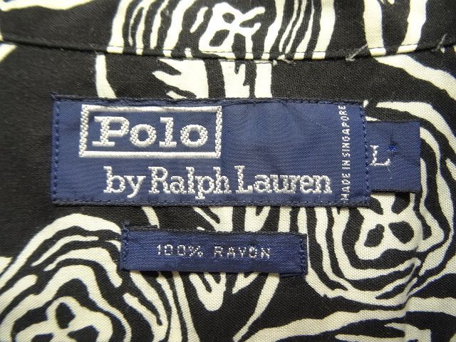 画像: 90'S RALPH LAUREN レーヨン 半袖 オープンカラーシャツ ブラックベース/花柄 (VINTAGE)