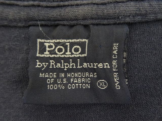 画像: 90'S RALPH LAUREN シングルステッチ 抜染プリント 半袖 Tシャツ ネイビー (VINTAGE)