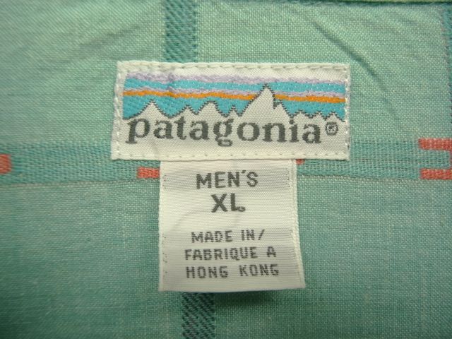 画像: 90'S PATAGONIA 白タグ コットン 半袖 ボックスシャツ 総柄刺繍 ミント (VINTAGE)