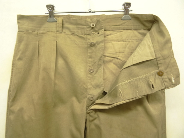 画像: 60'S フランス軍 M52 プリーツ入り チノパンツ BEIGE 33 (VINTAGE)