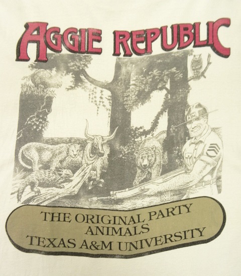 画像: 80'S TEXAS A&M UNIVERSITY "AGGIE REPUBLIC" シングルステッチ Tシャツ USA製 (VINTAGE)
