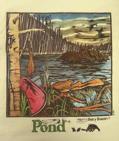 画像: 90'S BETSY BOWEN "POND" シングルステッチ  半袖 Tシャツ ナチュラル USA製 (DEADSTOCK)