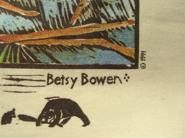 画像: 90'S BETSY BOWEN "POND" シングルステッチ  半袖 Tシャツ ナチュラル USA製 (DEADSTOCK)