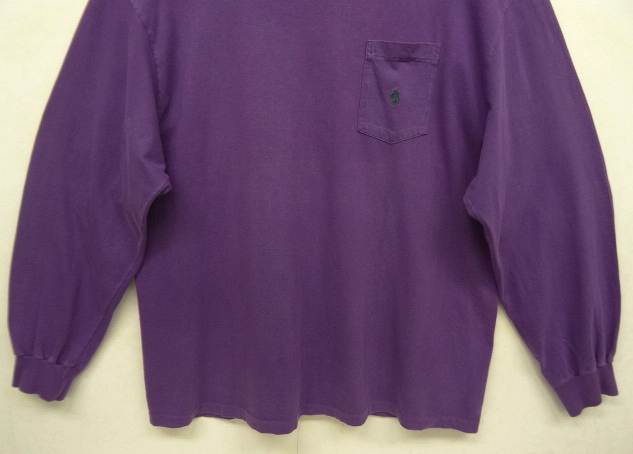 画像: 90'S RALPH LAUREN シングルステッチ 耳付きポケット 長袖 Tシャツ パープル USA製 (VINTAGE)