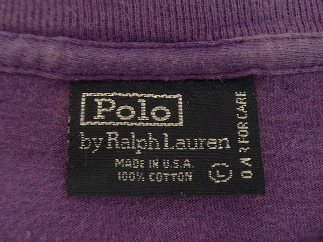 画像: 90'S RALPH LAUREN シングルステッチ 耳付きポケット 長袖 Tシャツ パープル USA製 (VINTAGE)