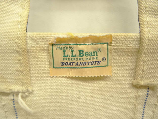 画像: 80'S LL Bean 2色タグ キャンバス トートバッグ ネイビー/オフホワイト USA製 (VINTAGE)