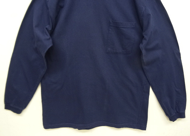 画像: 90'S PATAGONIA 黒タグ オーバルロゴ刺繍 長袖 ポケット付きTシャツ ネイビー トルコ製 (VINTAGE)