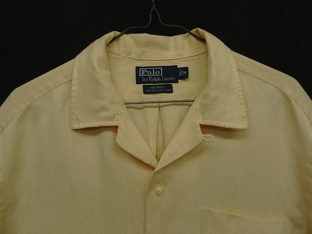 画像: 90'S RALPH LAUREN "CALDWELL" シルク/リネン ヘリンボーン 長袖 オープンカラーシャツ ベージュ (VINTAGE)