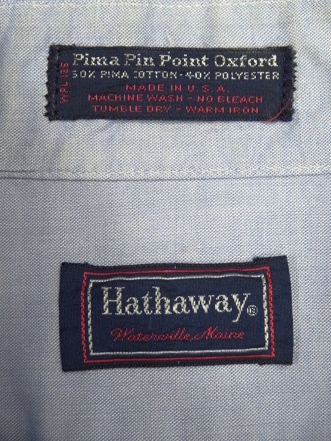 画像2: 80'S HATHAWAY "PIMA PINPOINT OXFORD" 長袖 BDシャツ ブルー USA製 (VINTAGE)