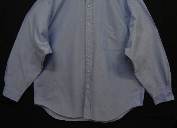 画像: 90'S RALPH LAUREN "BIG SHIRT" 裾ロゴ刺繍 オックスフォード 長袖 BDシャツ ブルー (VINTAGE)