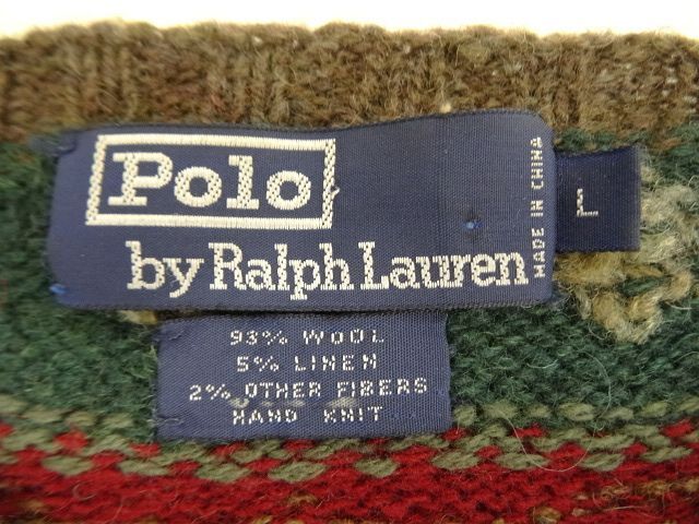 画像: 90'S RALPH LAUREN パッチワーク柄 ハンドニット セーター (VINTAGE)