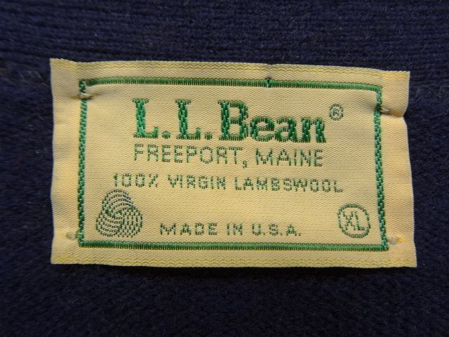 画像: 80'S LL Bean ラムウール フリーダムスリーブ ニットカーディガン ネイビー USA製 (VINTAGE)