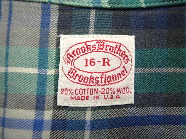 画像: 70'S BROOKS BROTHERS "6ボタン" コットン/ウール BDシャツ チェック柄 USA製 (VINTAGE)