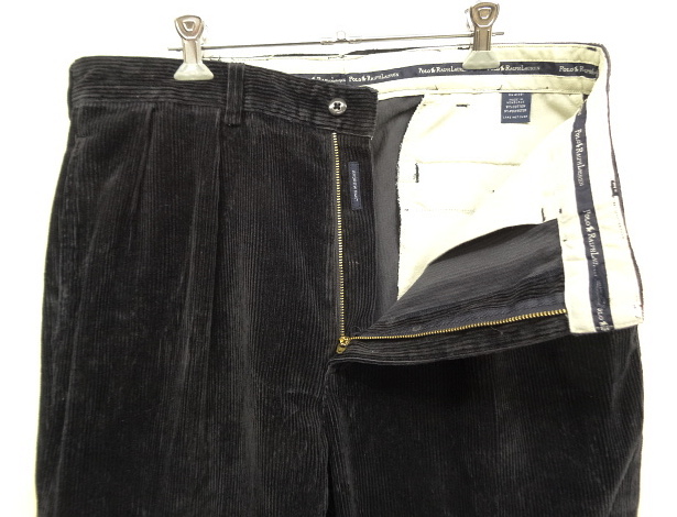 画像: 90'S RALPH LAUREN "ANDREW PANT" ツープリーツ 太畝 コーデュロイパンツ BLACK (VINTAGE)