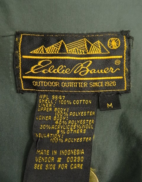 画像: 90'S EDDIE BAUER 黒タグ ライナー付き ワックスコットン ジャケット OLIVE (VINTAGE)