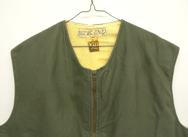 画像: VTN INDUSTRIES フレンチワーク 裏地ウール ベスト OLIVE (VINTAGE)